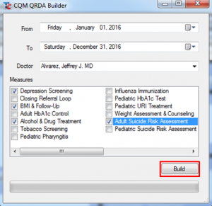 CQM QRDA Builder - Build Button